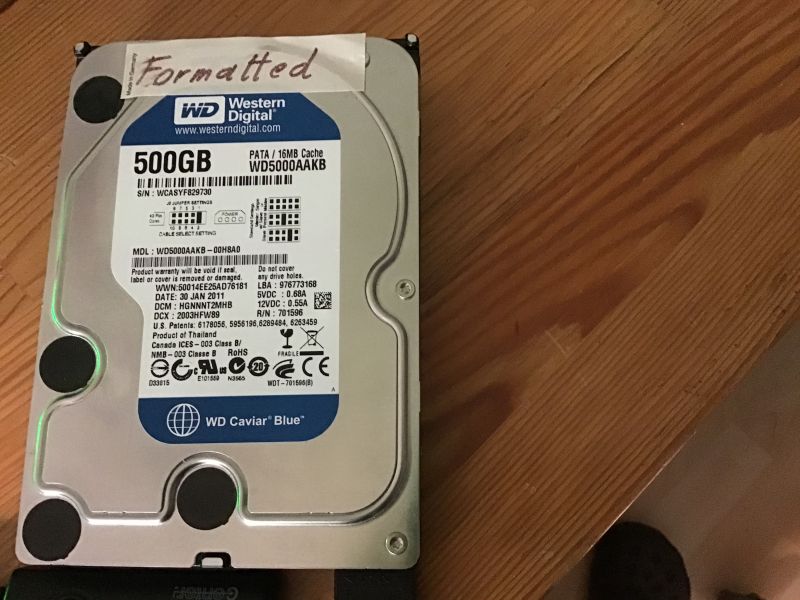 Festplatte 500 GB Western Digital WD5000AAKB formatiert