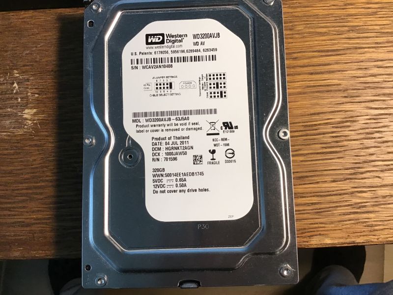 Festplatte  320GB Western Digital WD3200AVJB formatiert
