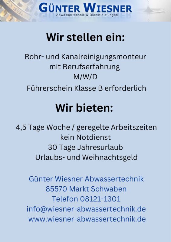 <a href="https://www.wiesner-abwassertechnik.de/stellenanzeigen" target="_blank">mehr Informationen...</a>